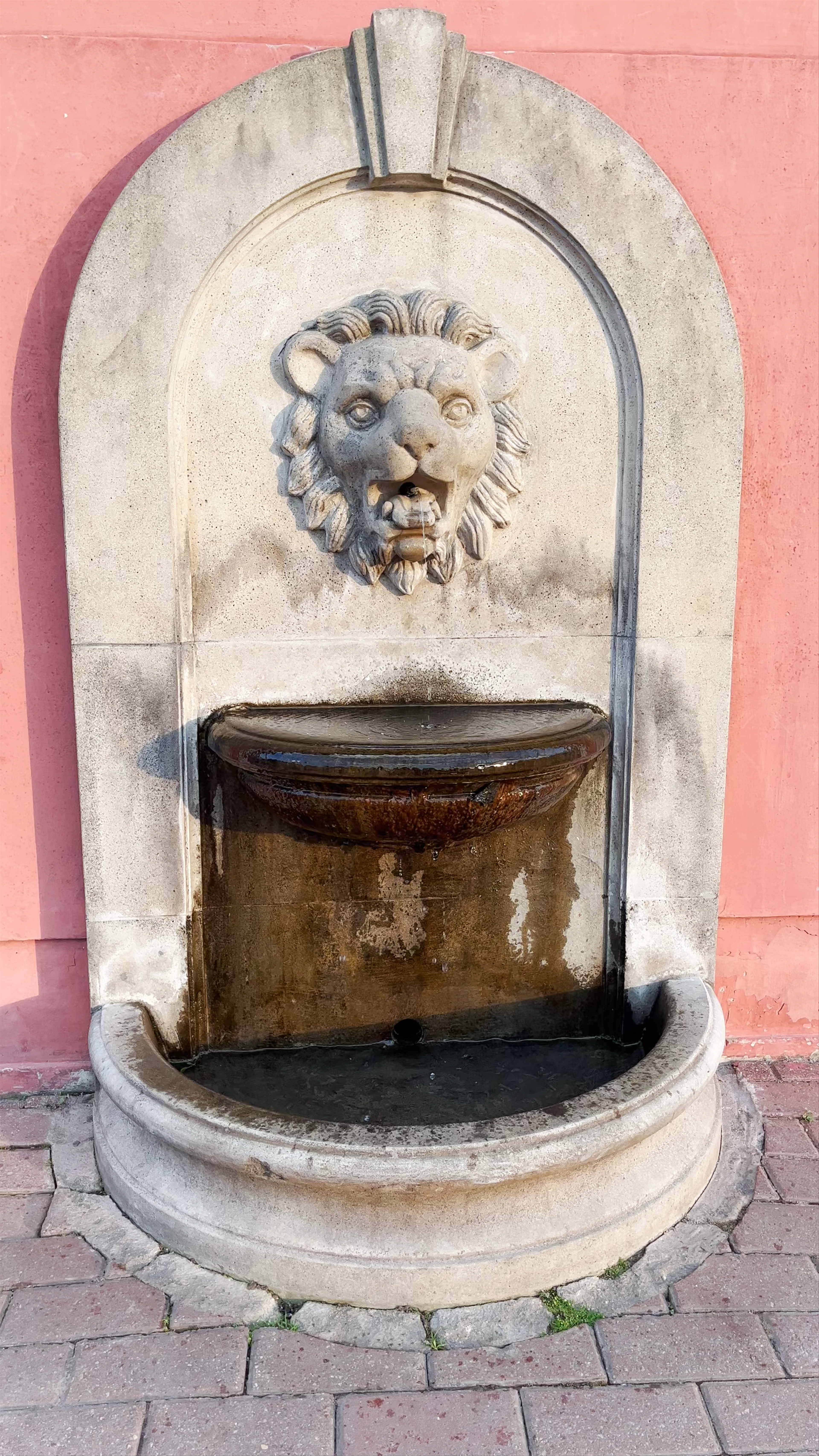 Historic Lion Fountain at Bauska Town Hall, Latvia