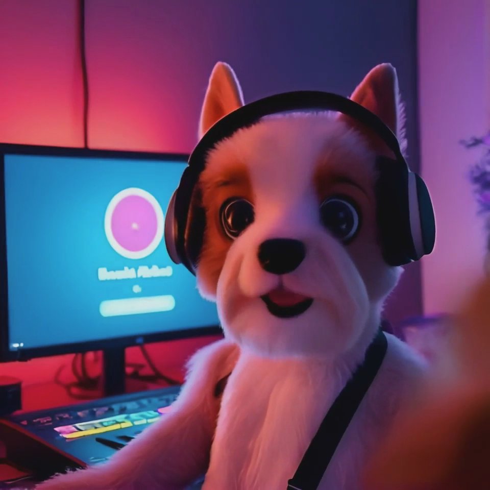 Lip Sync: dog looks back  and bob his head