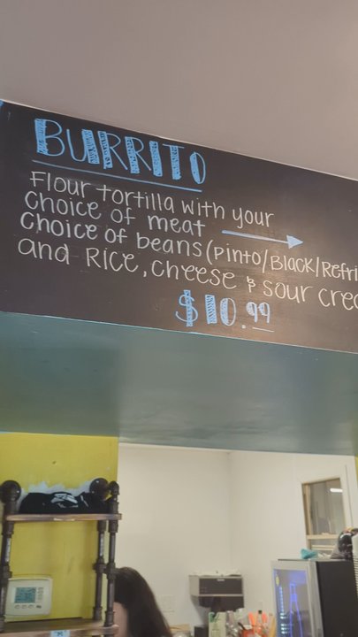 PHX Burrito House - Menu on the wall - Mexican Near Me - Phoenix, Arizona