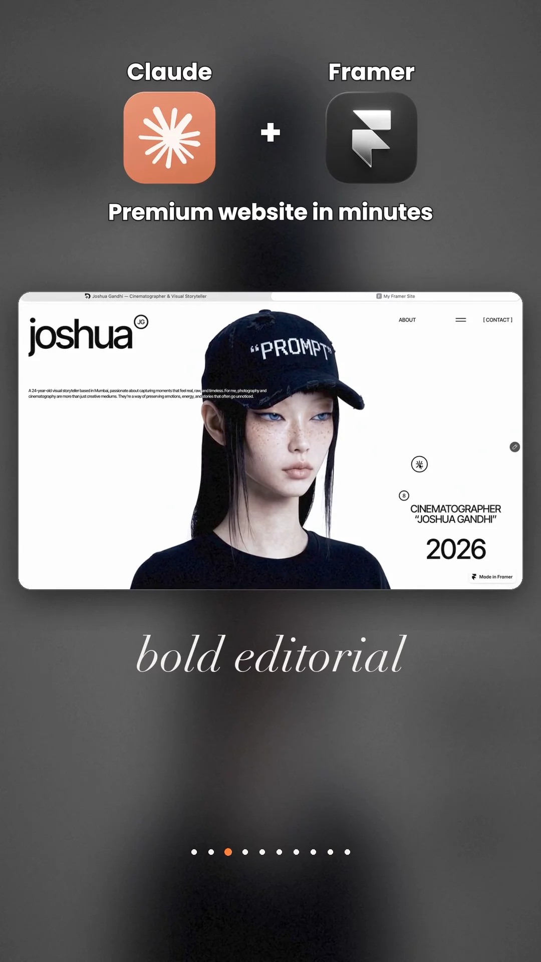 The website took minutes ⚡One brief, 10 different directions, all built with Claude + Framer 🖤And this reel? Edited with Claude Code + Adobe Premiere Pro. AI did the heavy lifting, I did the taste.Templates → framer.com/@surya-selvi🛠 Made with: @claudeai · @framer · @adobepremierepro#framer #framerwebsite #claudeai #webdesign #aiwebdesign #nocode #portfoliowebsite #websitedesign #uidesign #webdesigner #freelancedesigner #designinspiration #sudiv #reels