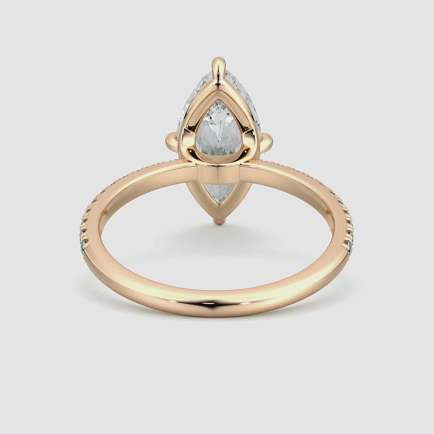 The Compass Solitaire | Marquise | 14k | Rose Gold | bandAccent: Pavé | diamondOrientation: vertical | caratWeight: other