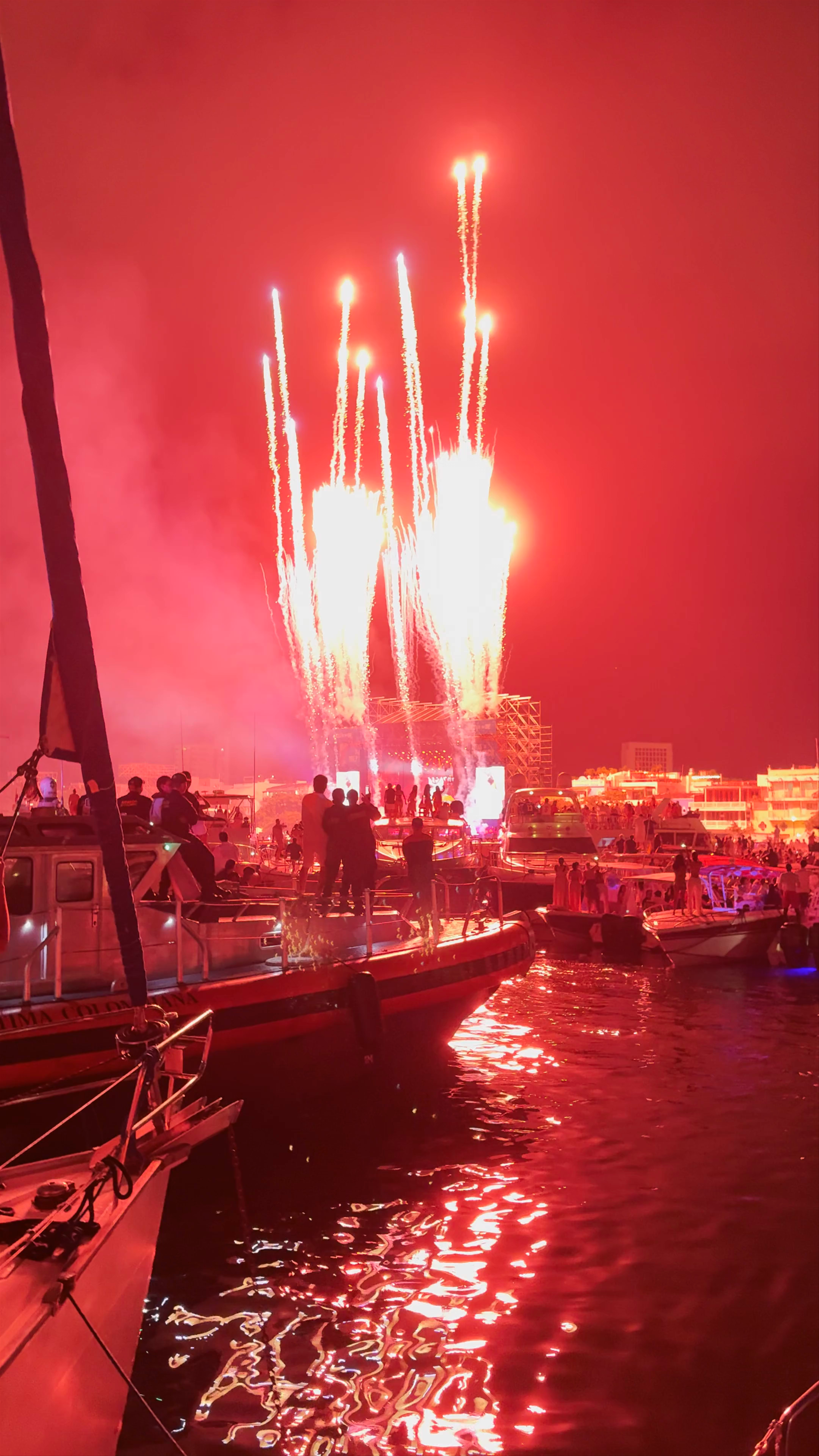 Nighttime Fireworks and Festivities at Bahía De Cartagena, Castillogrande