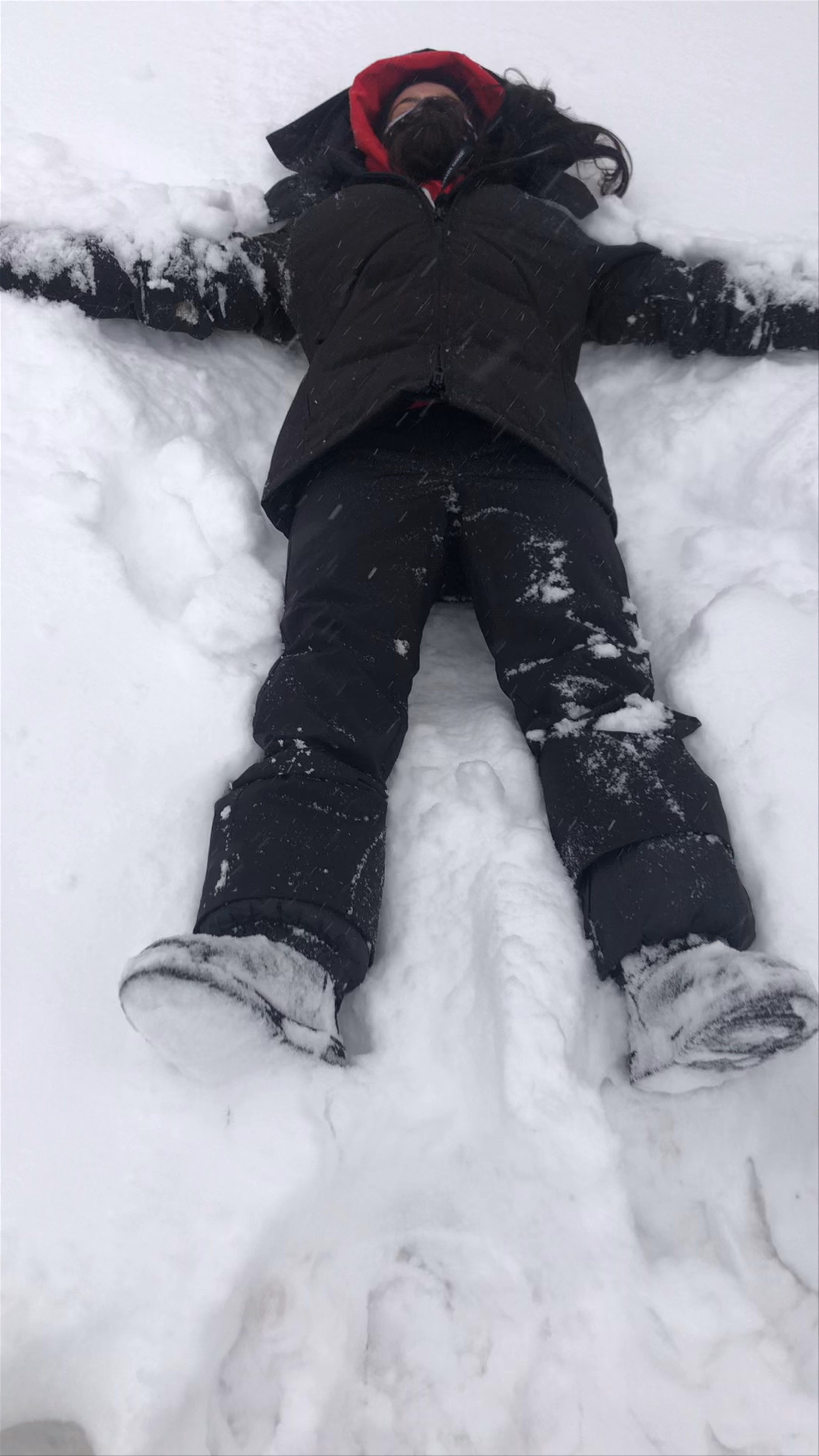 Snowing in the Arts Quad