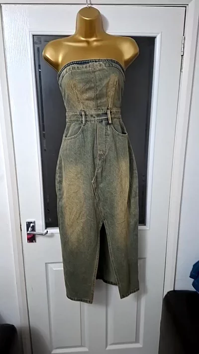 Size 4 Strapless Denim Dress image 1