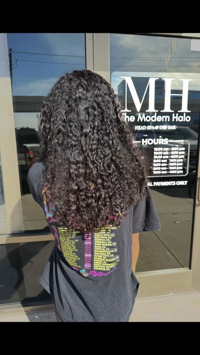 The Modern Halo - Thick Curly Hair to Sleek and Straight - Hair Salons Near Me - Katy, Texas