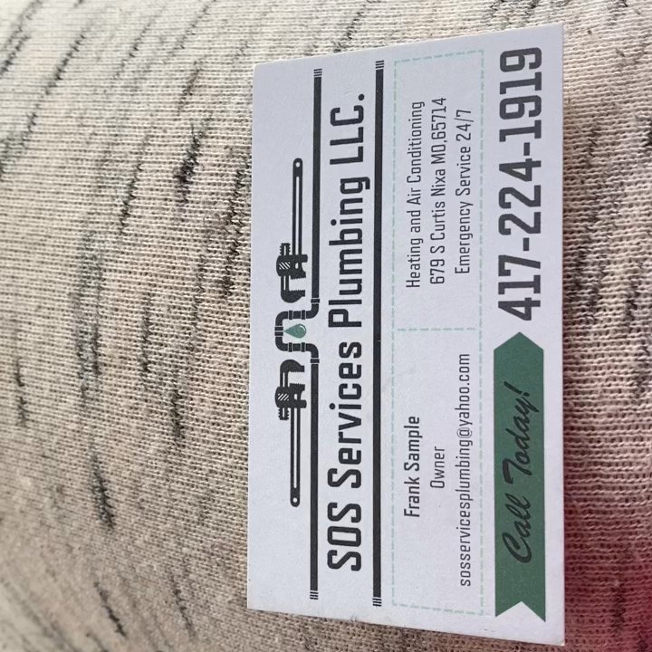 SOS Services Plumbing - Business card with hours and phone number - Plumbing Near Me - Nixa, Missouri