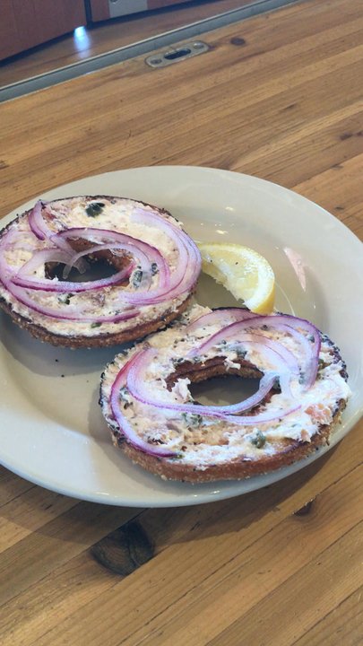 Velocity - Bagel with salmon / caper spread, chai with almond milk, low fat latte! - Coffee & Tea Near Me - Port Townsend, Washington