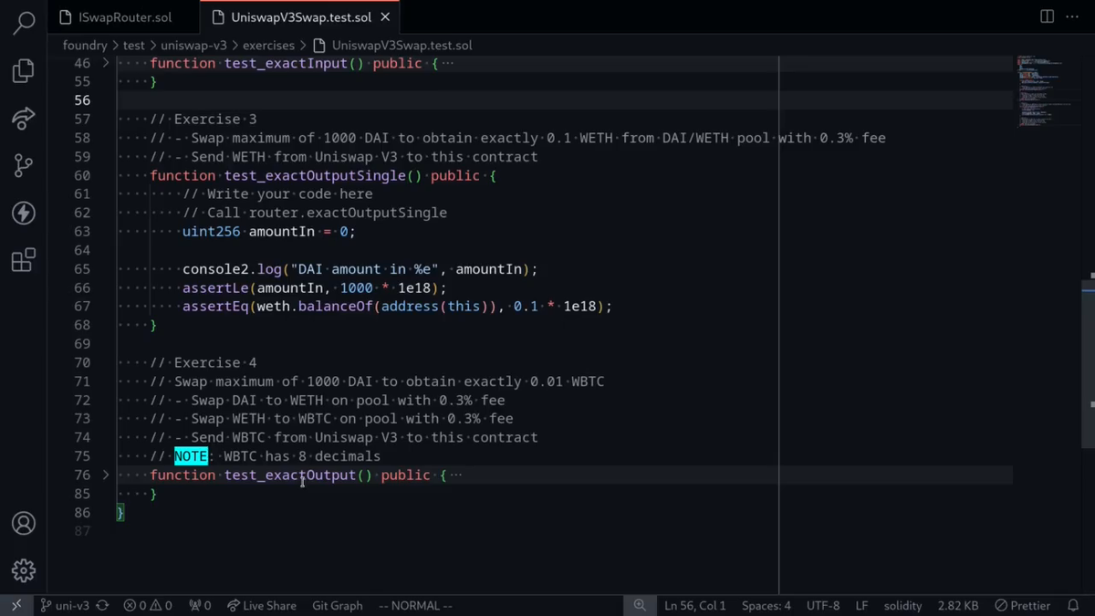 Video: Swap - Exercise 3 Swap Exact Output Single - Uniswap V3