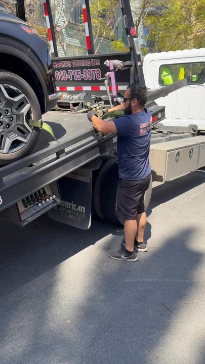 Habibi’s Towing - Mo secures my car with straps instead of chains to protect my tires. - Towing Near Me