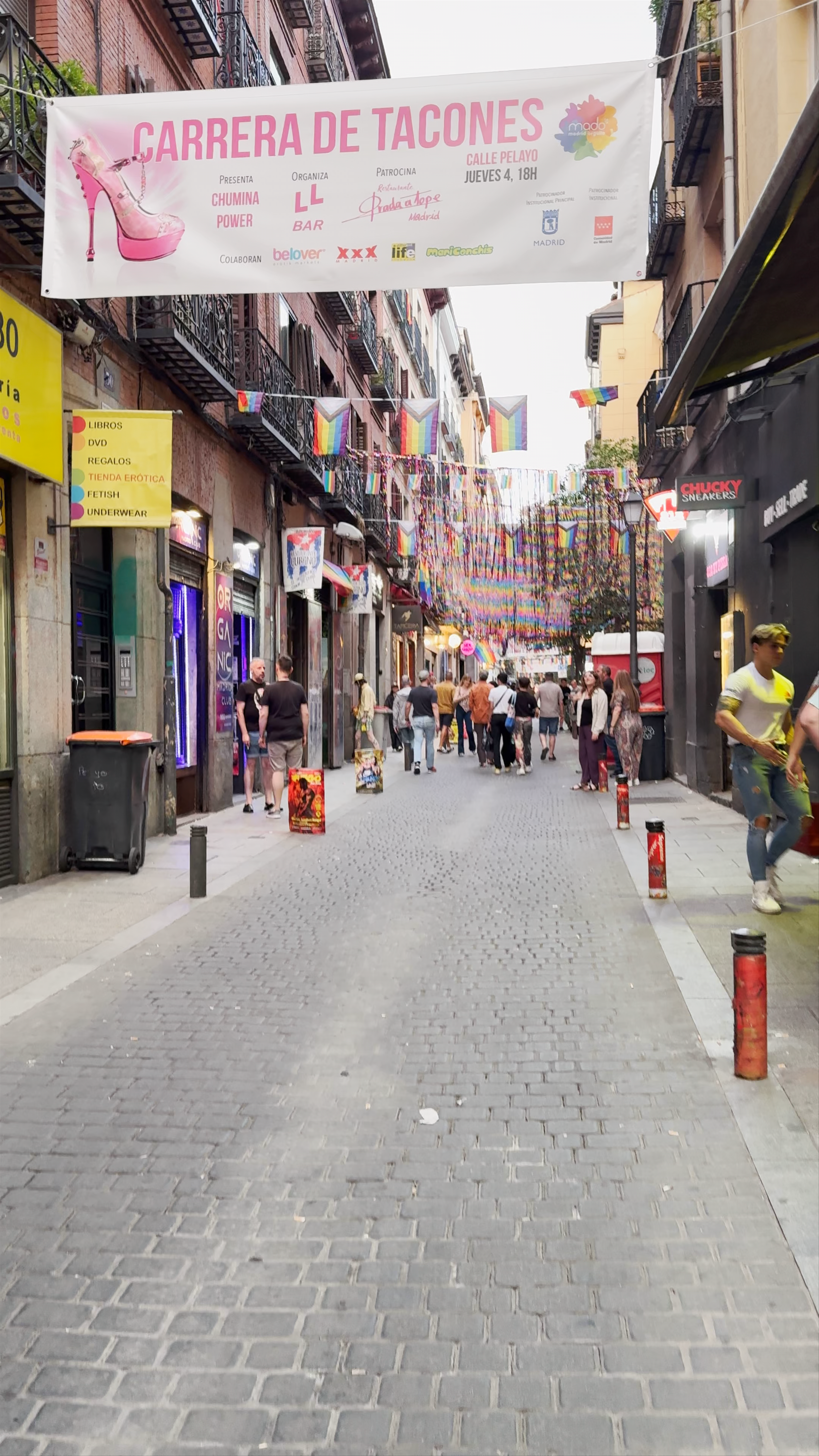 Vibrant Calle de Pelayo: LGBTQ+ Pride & Nightlife in Madrid