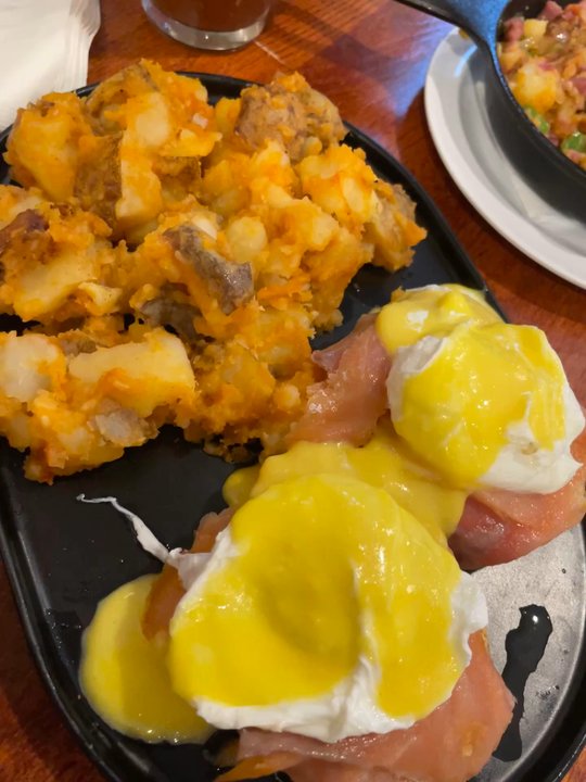 Livia's Dish, A Unique Dining Experience - Smoked salmon Benedict ham and cheese omelette and hash along with a house Bloody Mary and sangarita - Breakfast & Brunch Near Me - Worcester, Massachusetts