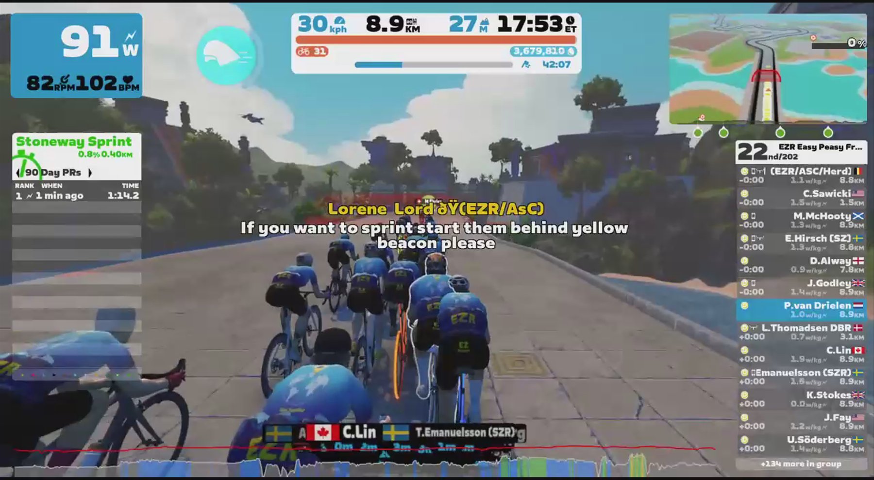Zwift - Group Ride: EZR Easy Peasy Friday Ride (D) on Sugar Cookie in Watopia
