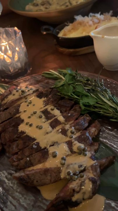 Blu Ember - Steak in black pepper gravy - New American Near Me - Queens, New York