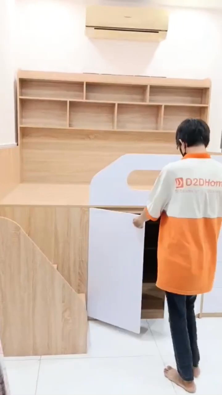Giường thông minh tích hợp nhiều công năng tủ áo ngăn kéo kệ sách mã GTM.DN012
