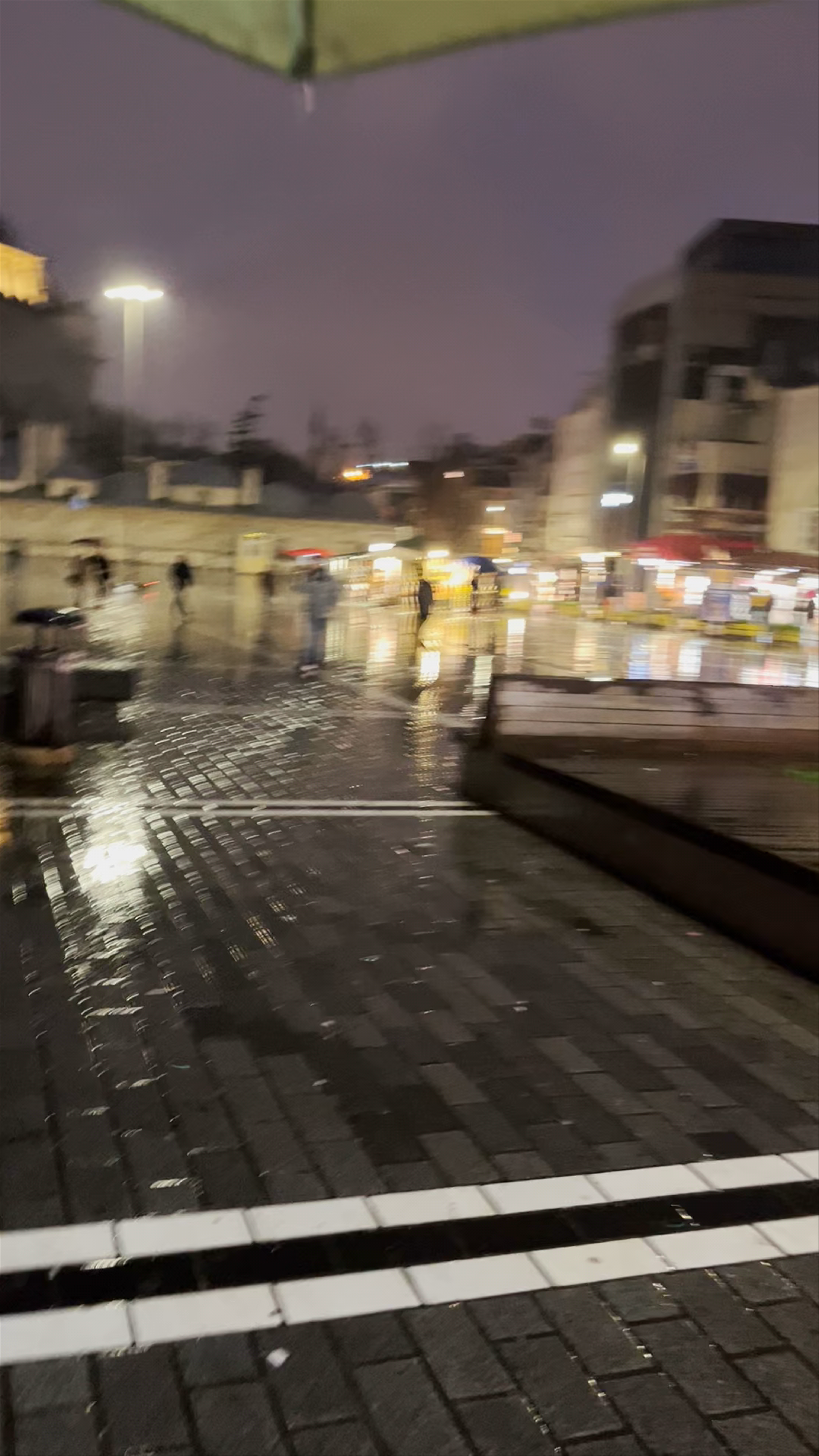 Evening Rain Walk in Molla Fenari, Istanbul: Historic Ambiance at Night