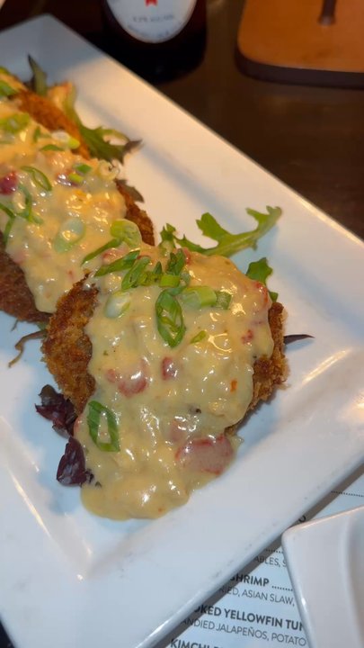 Chuck's Fish - Fried green tomatoes with the boursin lobster sauce - Seafood Near Me - Birmingham, Alabama