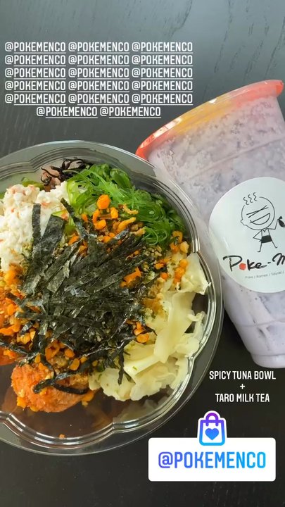 Poke Men - Spicy Tuna Poke Bowl + Taro Milk Tea - Poke Near Me - Aurora, Colorado