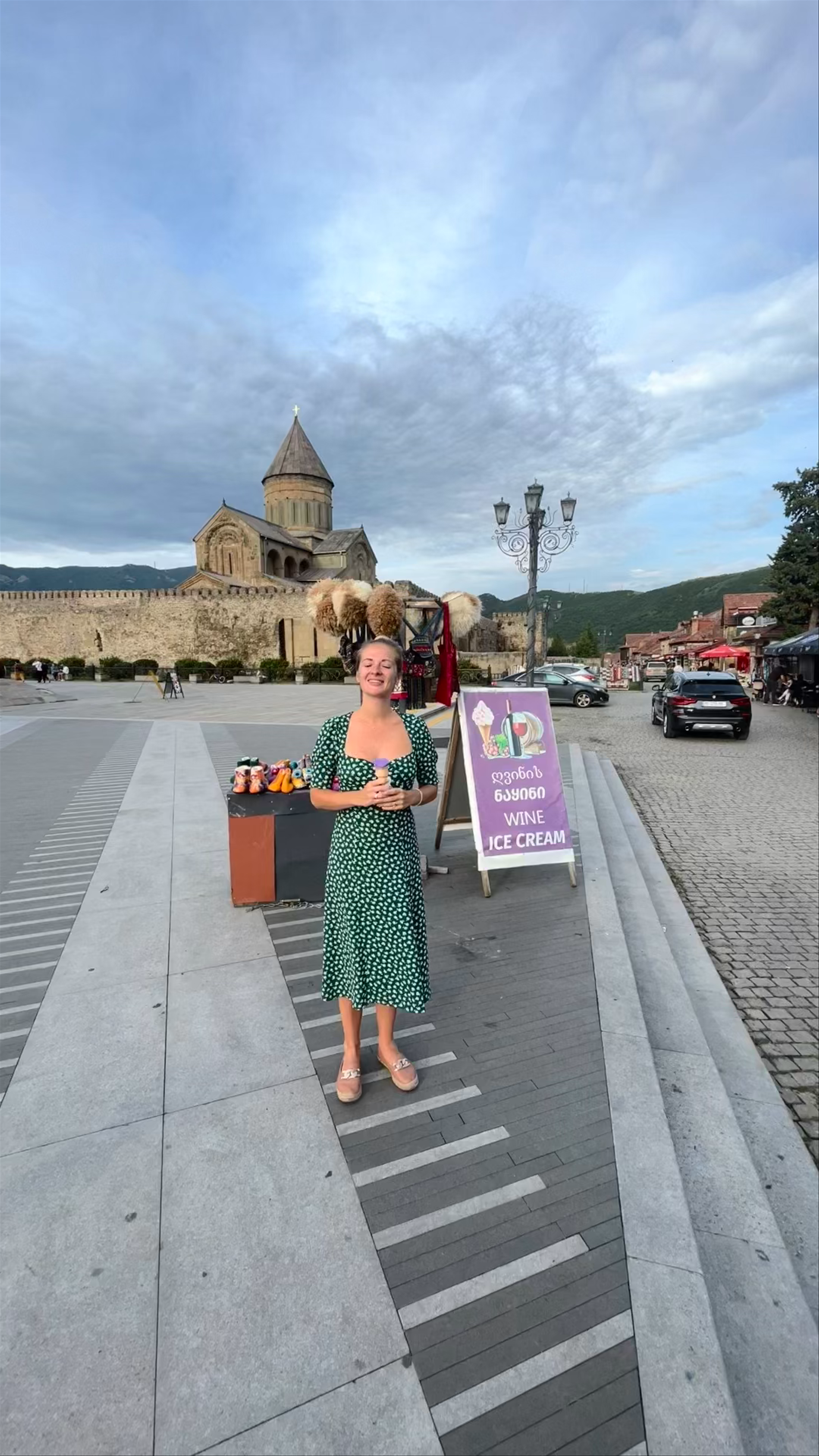 Summer Joy at Mtskheta Square with Historic Svetitskhoveli Cathedral