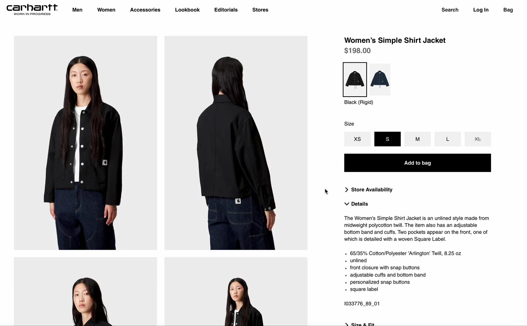 Carhartt-WIP PDP instant variant selector