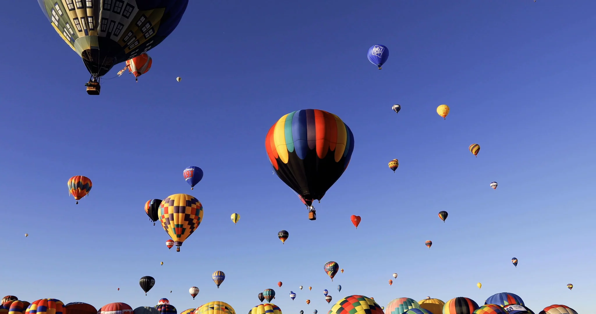 Hot Air Balloons Floating Away 4k Royalty Free Stock Video