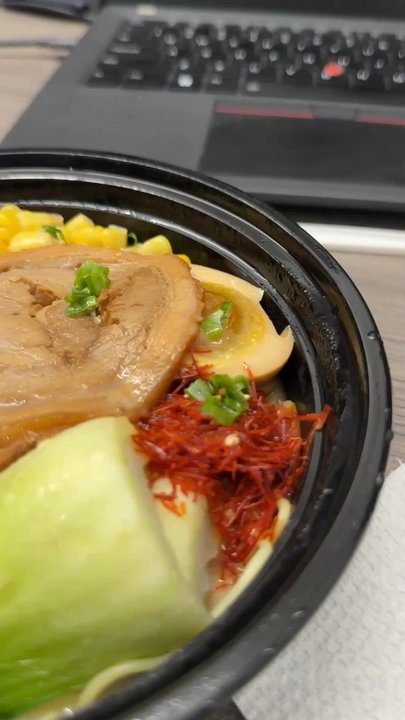mojoramen - Mojo Ramen (Spicy Ramen - seasoned egg, bok choy, corn, scallions, spicy tonkatsu broth and topped with tender chashu pork) - Ramen Near Me - Brookline, Massachusetts