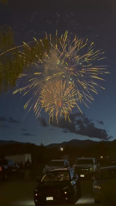 Hunters Chophouse - July 4th fireworks.  View from the patio at Hunters Chophouse - Steakhouses Near Me - Estes Park, Colorado