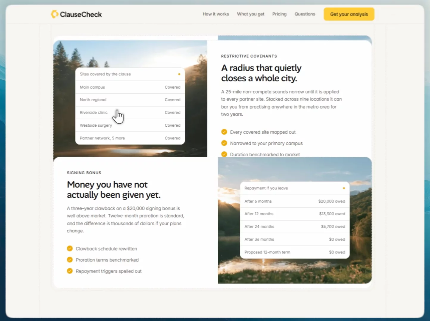 A closer look inside my Clause Check template.Clause Check is a SaaS AI concept I designed to make reviewing and understanding contracts a simpler experience.Showing more of the landing page here, including the UI components, layouts, interactions, and some of the details behind the overall design.Clause Check - AI contract review for physicians