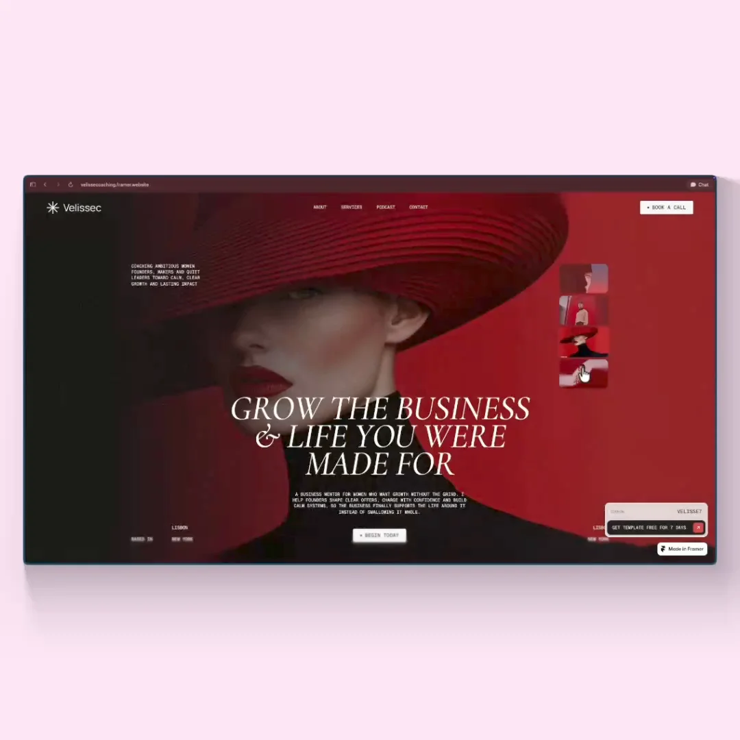 Velissec is now live on the Framer Marketplace  A calm, editorial template for coaches, mentors and consultants. Free for 7 days. Grab it quickly 👇 https://www.pixels71.com/templates/velisse-coaching-mentorship-framer-template?coupon=VELISSE7