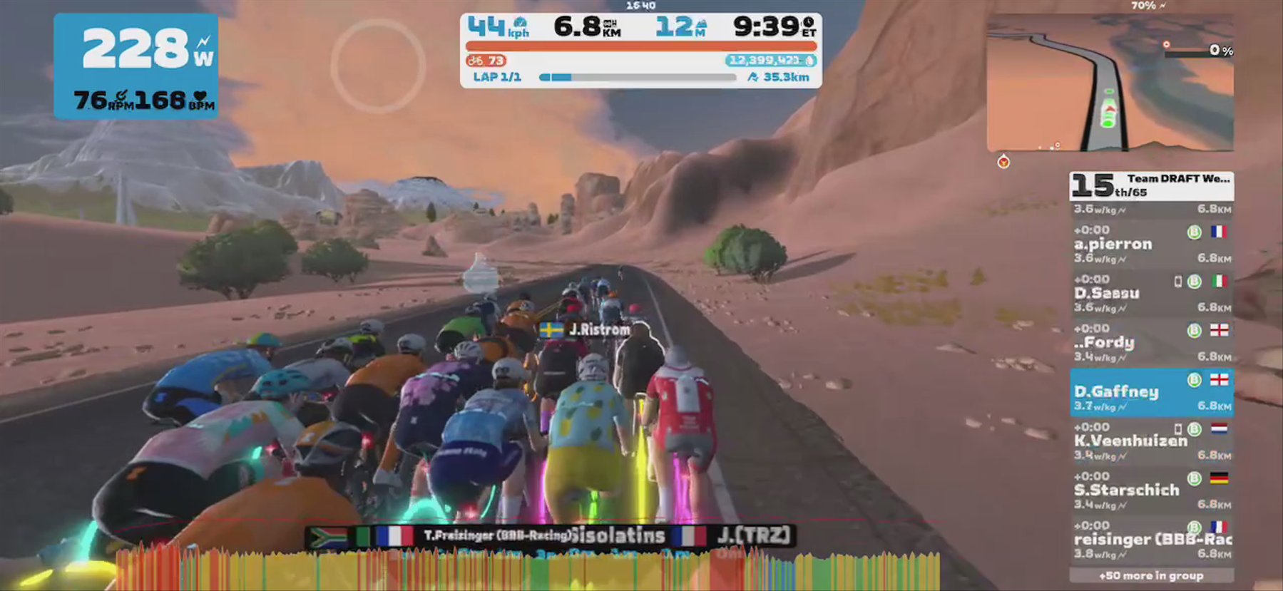 Zwift - Race: Team DRAFT Wednesday Race (B) on Out And Back Again in Watopia