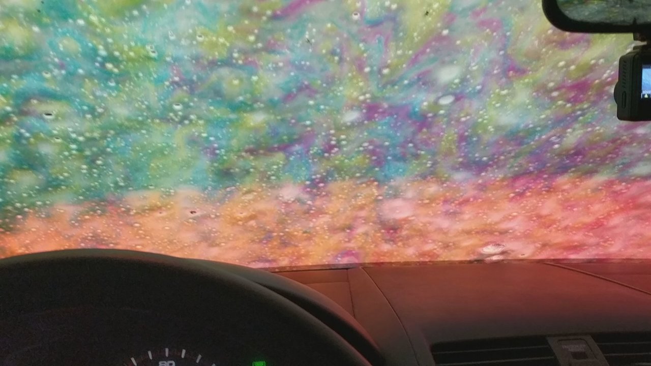Quick Quack Car Wash - Some of the psychedelic colors you'll see from inside the car wash - Car Wash Near Me - Folsom, California