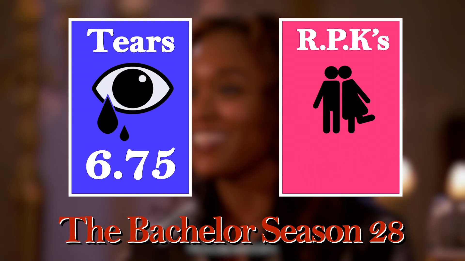 The sequence displays fluctuating statistical data tracking tear counts and romantic partner occurrences within a reality dating competition. These metrics serve as a quantified representation of emotional and relational events throughout the season.