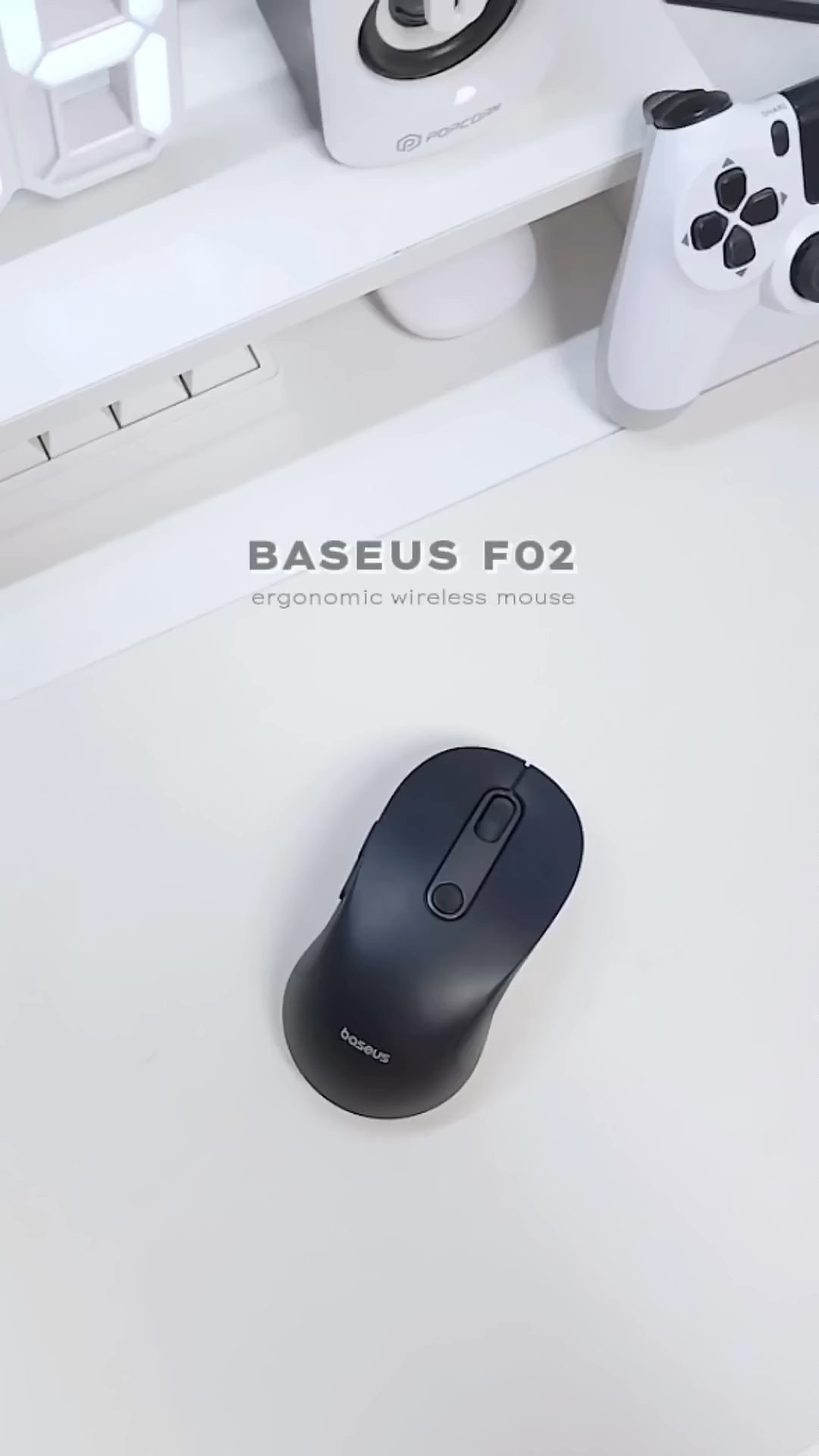 Baseus F02 Ergonomic Dual-Mode Wireless Mouse in pink and white color