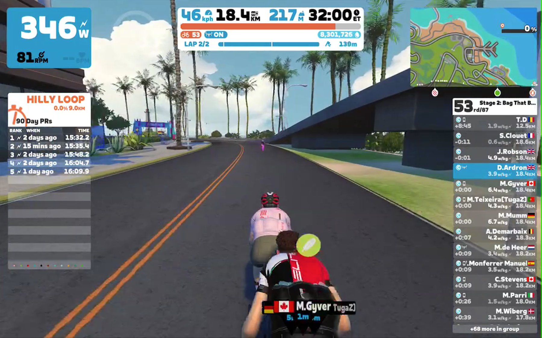 Zwift - Race: Stage 2: Bag That Badge - Hilly Route Reverse (C) on Hilly Route Reverse in Watopia