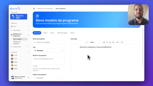 Criando um programa de tentativa