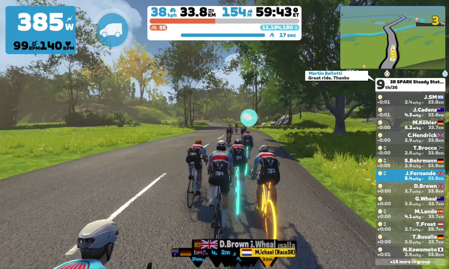 Zwift - Group Ride: 3R SPARK Steady State Ride on R.G.V. in France