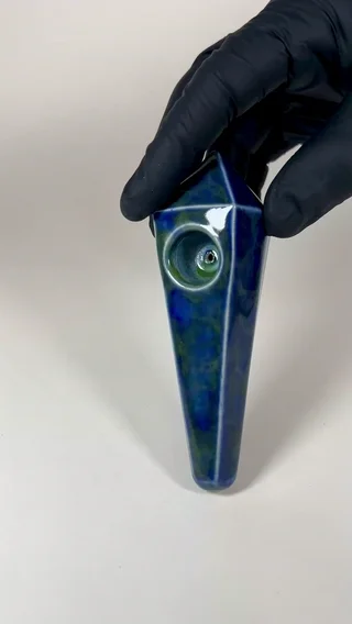 Preview pic of Diamond Pipe - 5 Inches - Ceramic - Blue and Green - FREE SHIPPING!