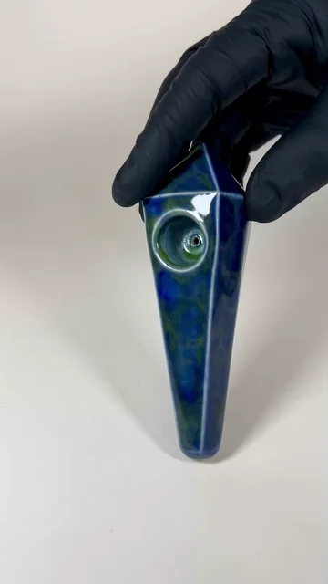 Preview pic of Diamond Pipe - 5 Inches - Ceramic - Blue and Green - FREE SHIPPING!