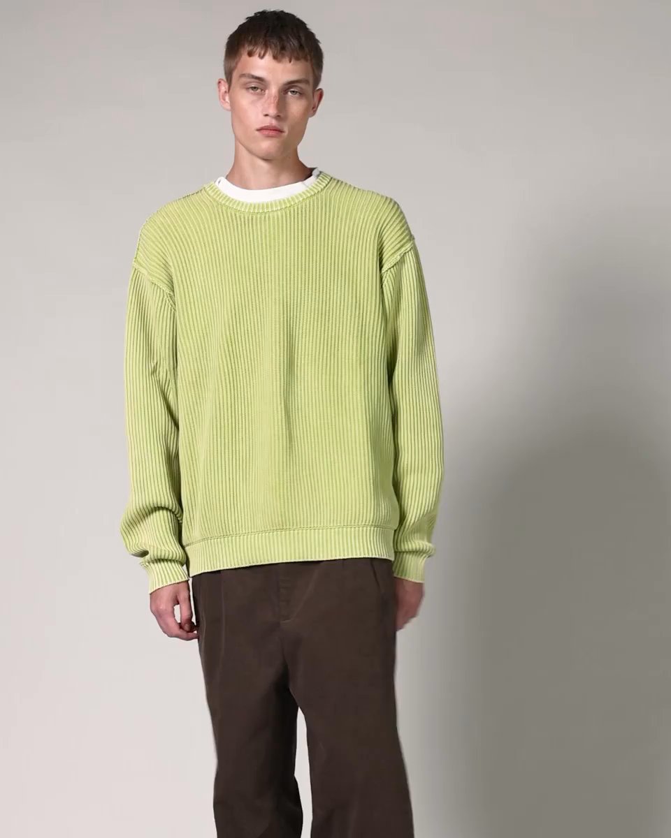 Highsnobiety HS05 – Pigment Dyed Sweater Green - Sweatshirts - Eggshell - Video 3