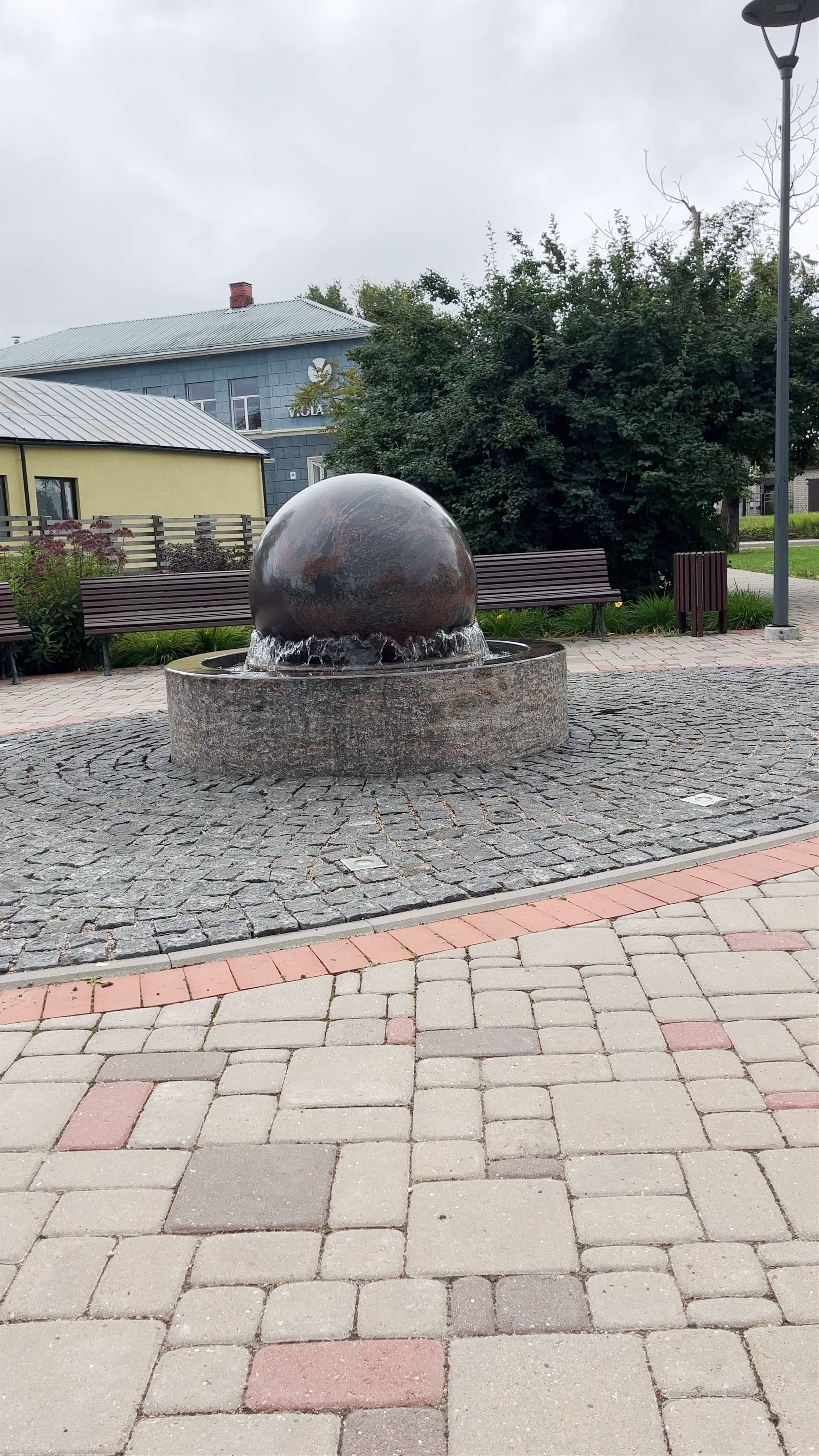 Strūklaka "Akmens lode" – A Serene Urban Fountain in Jēkabpils, Latvia