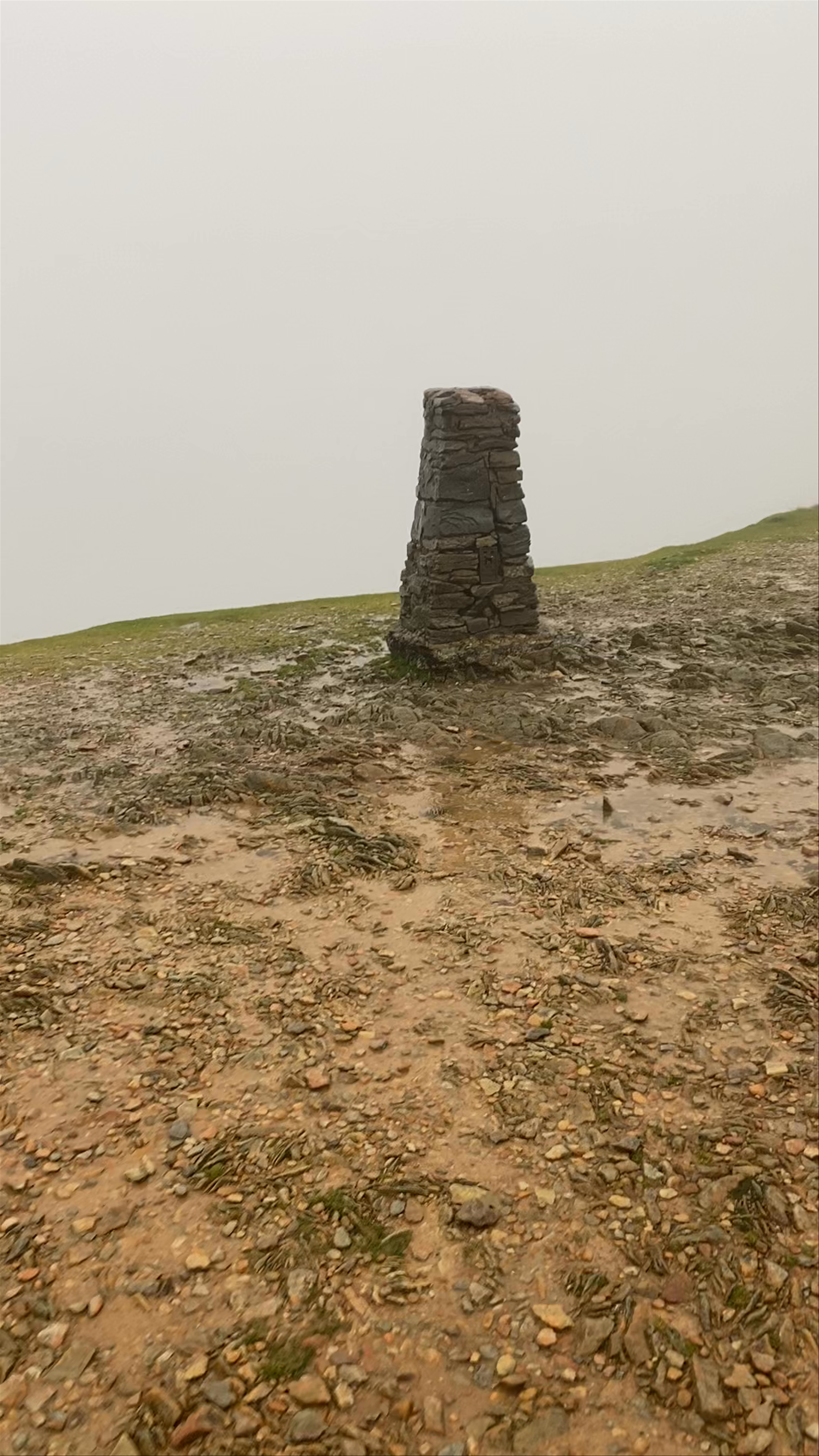 Summit Marker on Helvellyn Peak, Lake District National Park