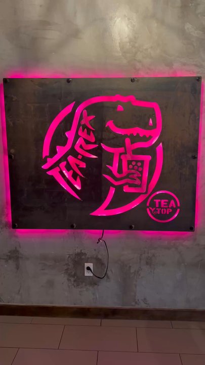 Tea Top - A fancy logo with color-changing LED lights. - Bubble Tea Near Me - Katy, Texas