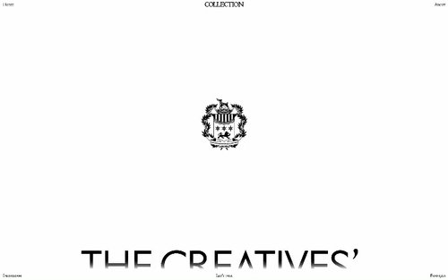 Collection homepage with crest logo and the headline THE CREATIVES' CREATIVES on a white background