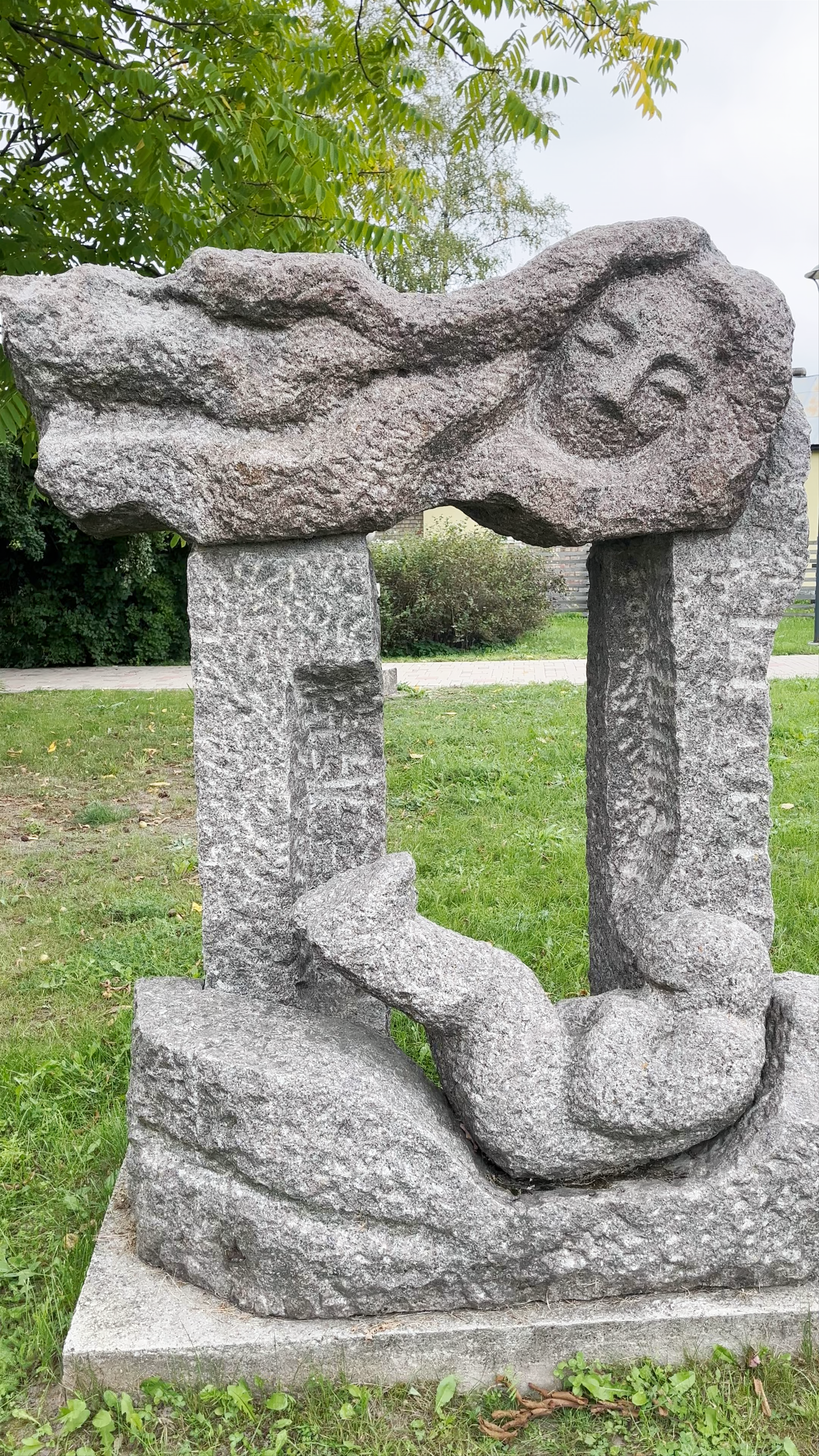 Strūklaka "Akmens lode" - Artistic Stone Sculpture in Jekabpils, Latvia