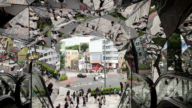 Mirrored art piece in the city