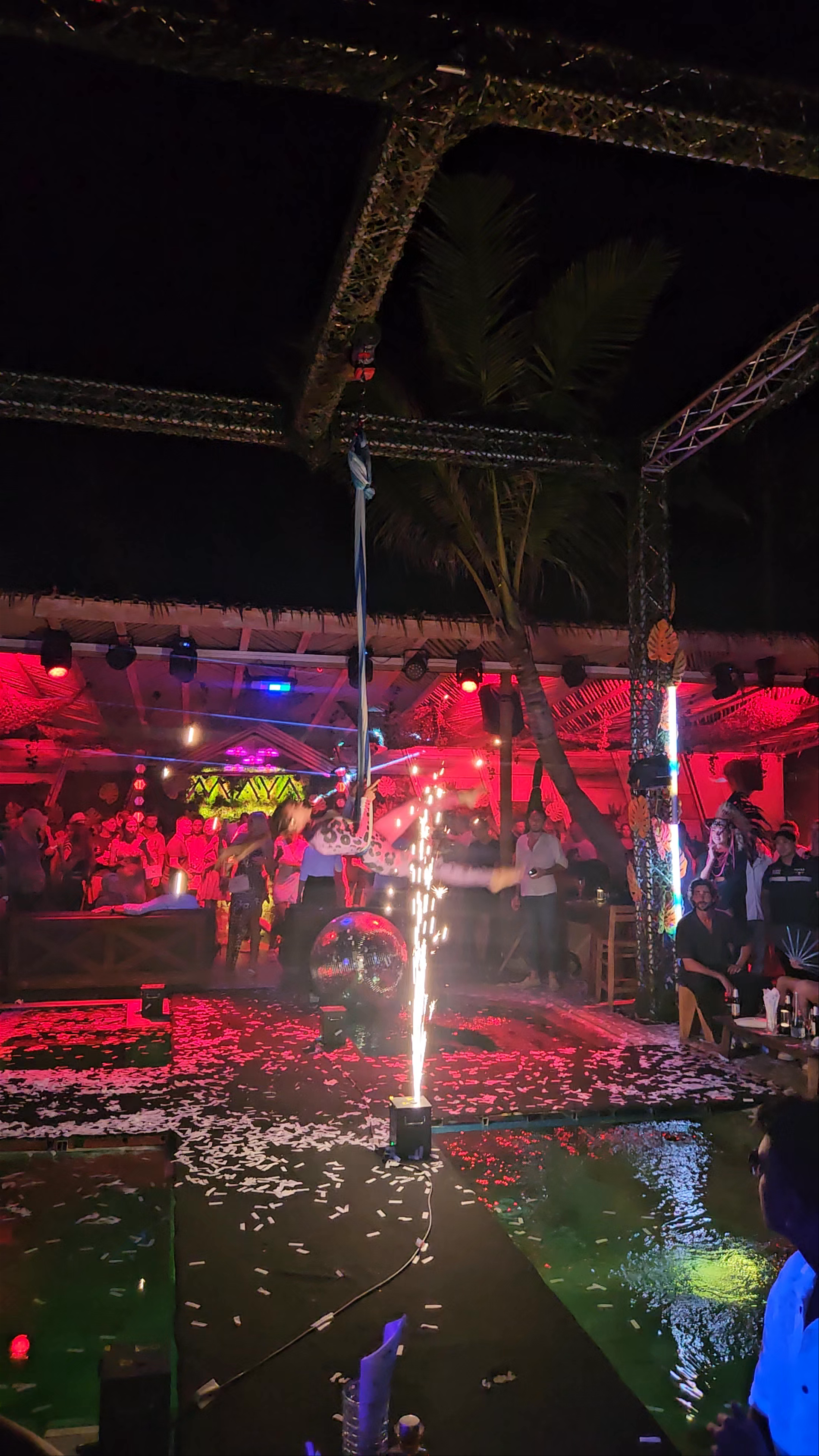 Maya Beach Club Phuket: Nighttime Aerial Dance and Party Vibes