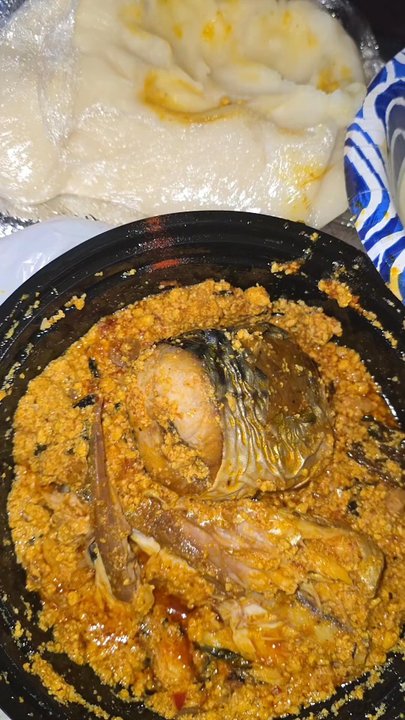 Mayowa - Top tier Nigerian cuisine right here folks    Egusi soup with mackerel fresh fish - Comfort Food Near Me - Los Angeles, California