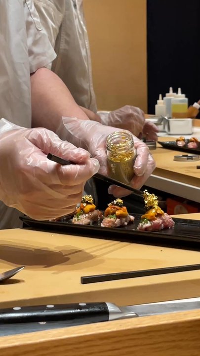 Sushi Lin SoHo - My favorite fatty toro tuna + uni + caviar + gold flakes - Sushi Bars Near Me - New York, New York