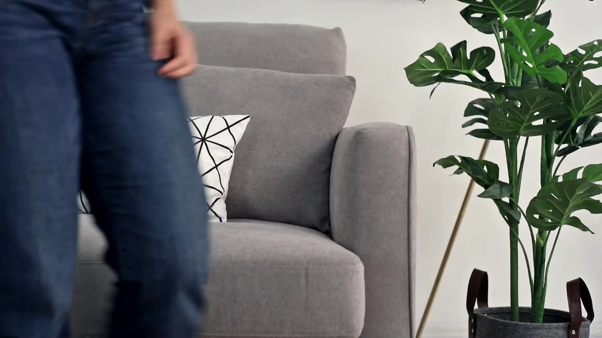 (As-is) Ashley L-Shaped Lounge Sofa - Sesame Grey (Scratch Resistant Fabric) - 1
