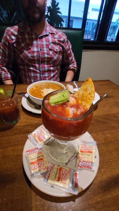 Casa Mama - So delicious!!!! Shrimp cocktail and chicken tortilla soup with frijoles borachos for my husband - Mexican Near Me - Rockwall, Texas
