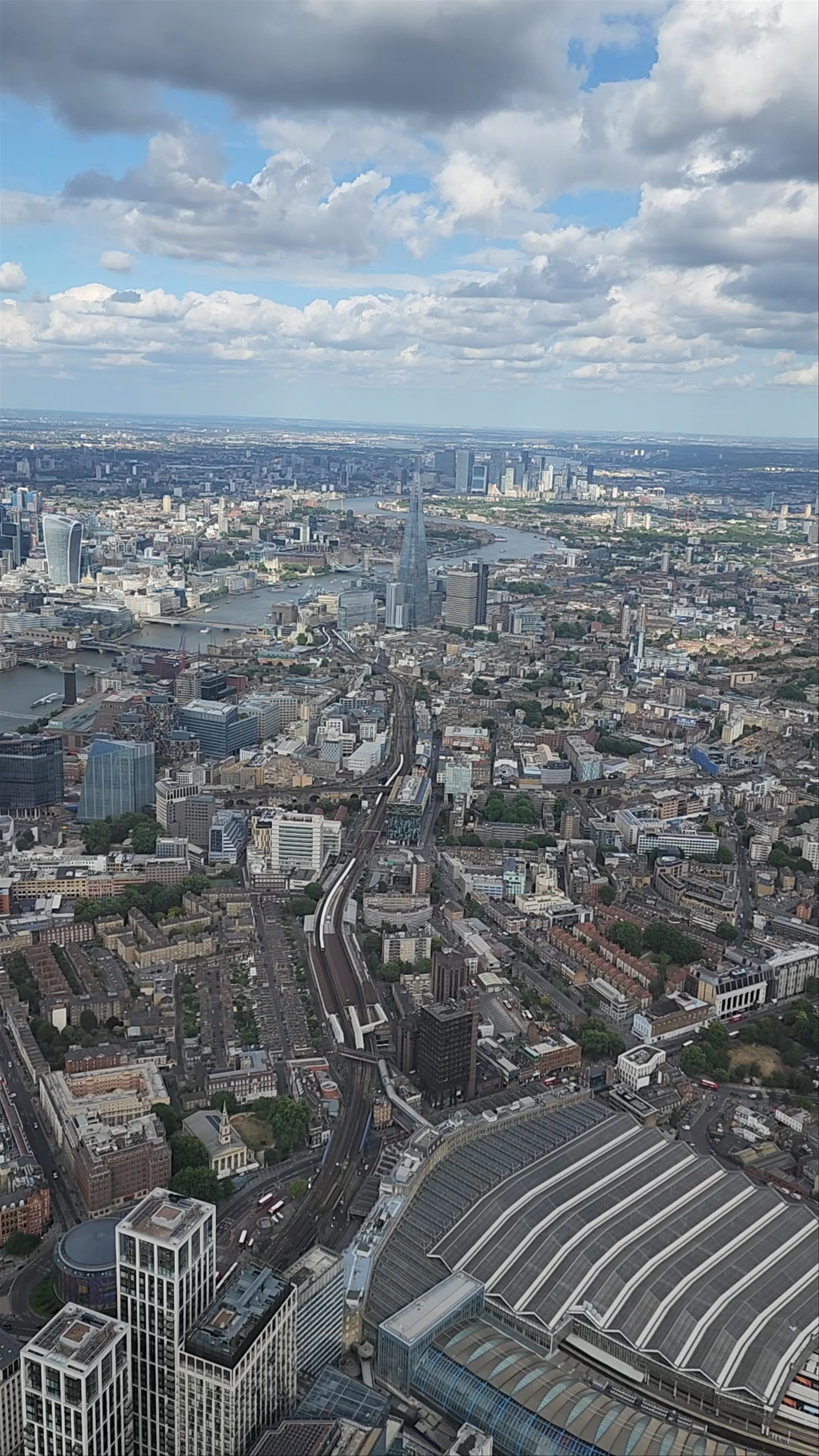 Aerial View of London Skyline and River Thames from Helicopter